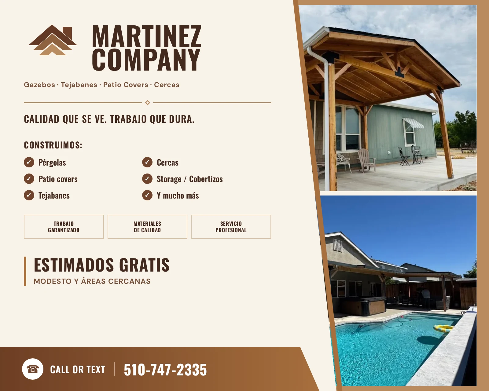 Martinez Company services, project photos, and contact phone number
