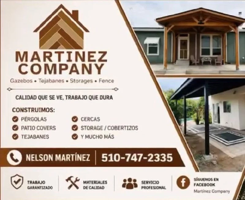 Original Martinez Company branding poster with services and phone number